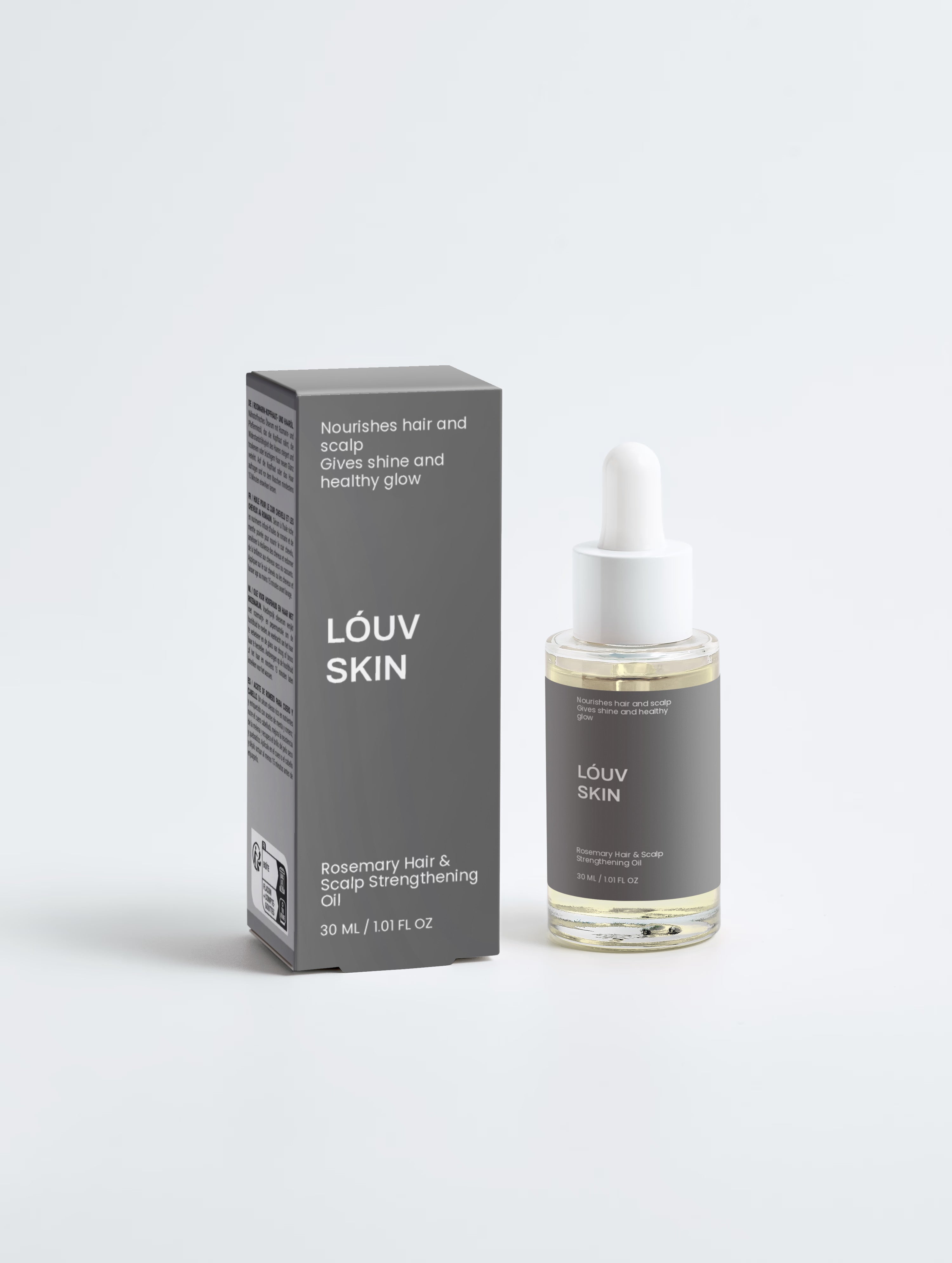 LÓUV SKIN hair care — rosemary hair and scalp oil